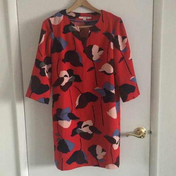 Boden Red V-Cut Floral Dress - Picture 2 of 6